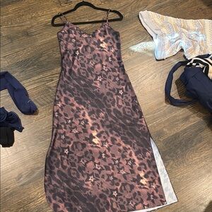 Leopard Print Spaghetti Strap Top slip dress